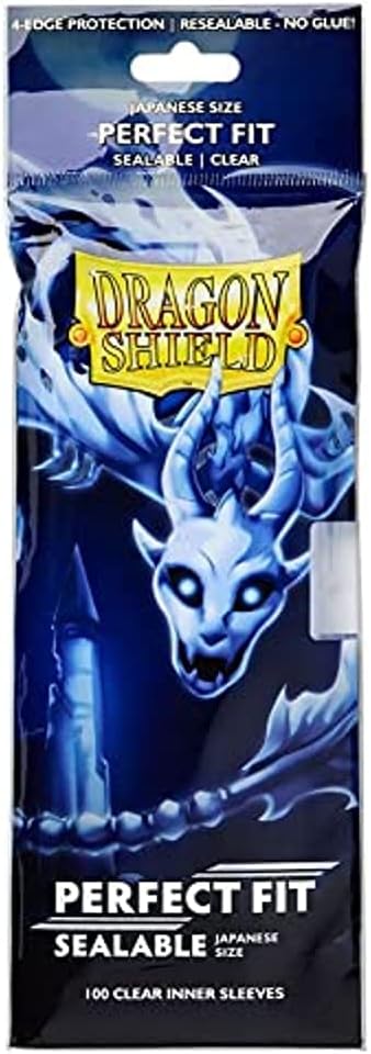 Dragon Shield Perfect Fit Sealable Inner Sleeves – Japanese Size, Clear, 100 Pack