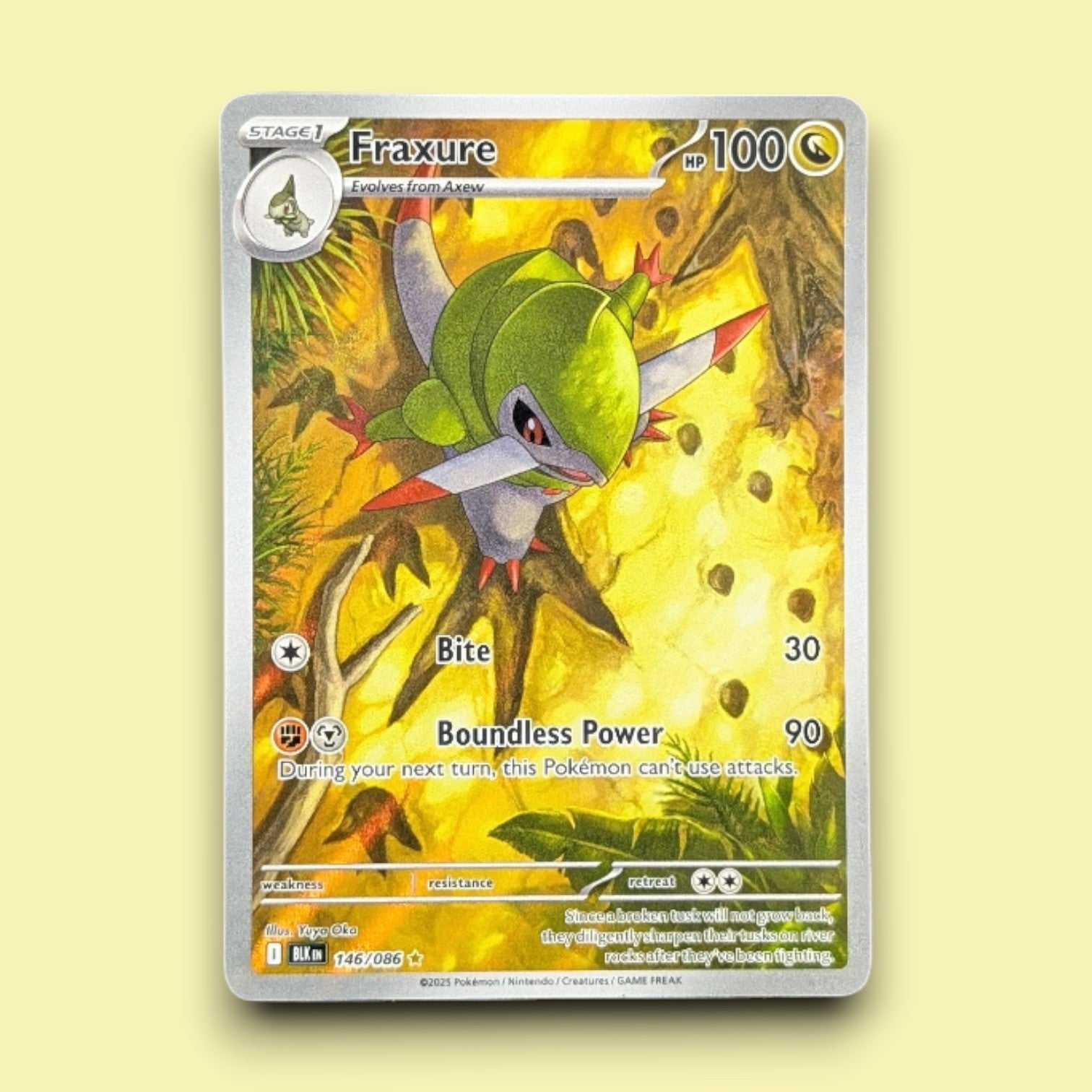 pokemon fraxure card – Black Bolt – 146/086 – Illustration Rare Listed cards may have Rules Text: Treasure, 403 Primary Color:Black Magic TCG Starter Kit