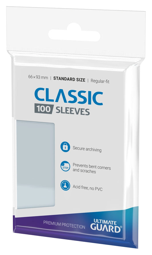 Ultimate Guard - Resealable Standard Size Classic Sleeves 100 Pack - Transparent