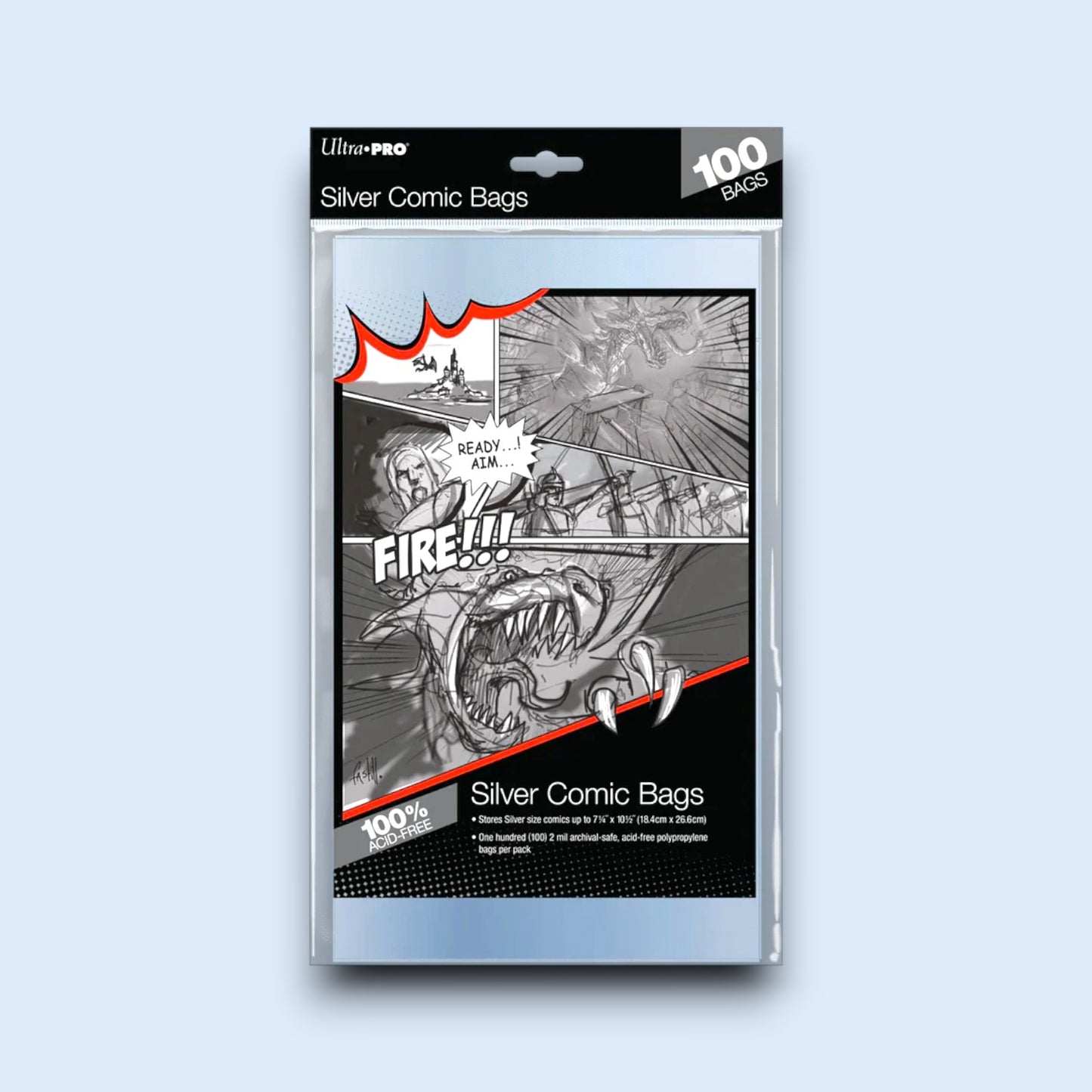 Ultra Pro - Comic Bags - Silver Size 7-1/4 Inch x 10-1/2 Inch 100 Bags