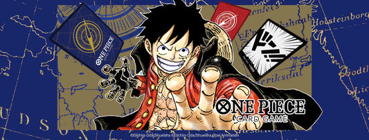 One Piece Card Game OP-10 Royal Blood banner featuring Luffy in vibrant artwork, highlighting the latest booster set release.