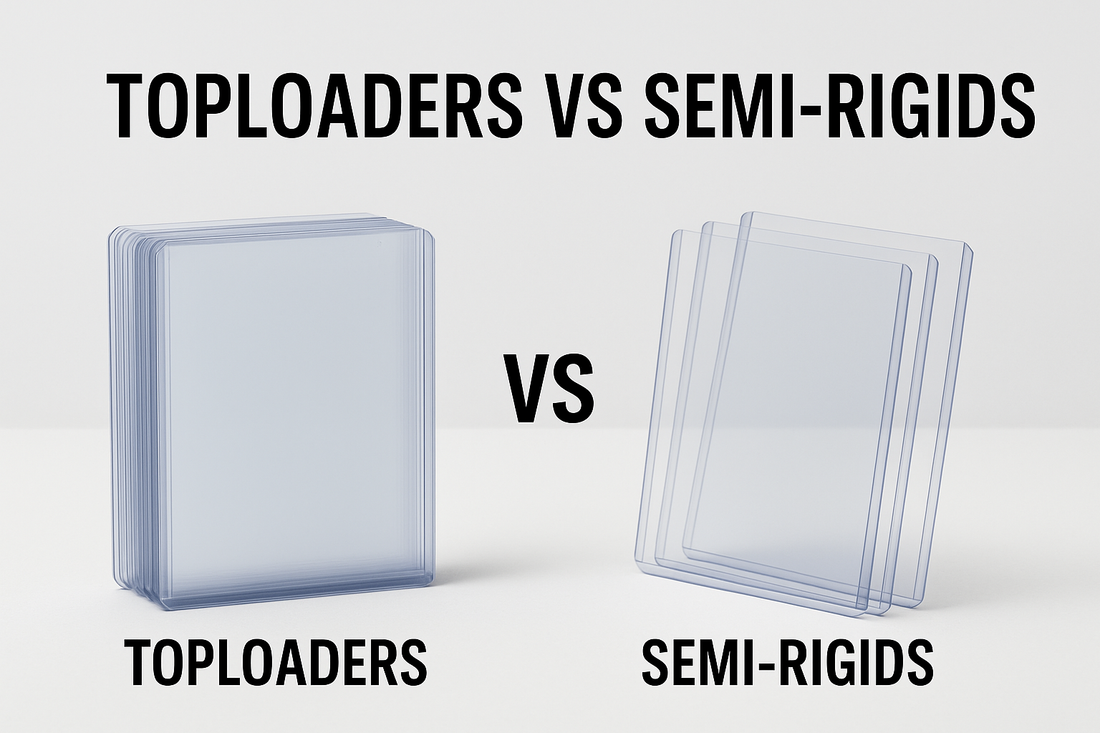 Image featuring toploaders vs semi-rigids