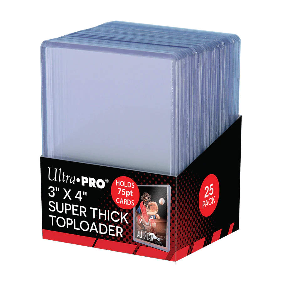 Ultra PRO 3" x 4" Super Thick Toploaders – 25 Pack | Rigid PVC Holders for 75pt Cards