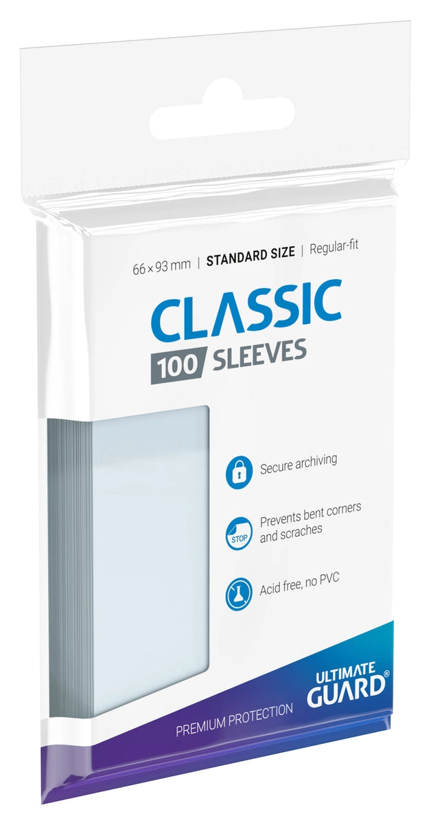 Ultimate Guard - Resealable Standard Size Classic Sleeves 100 Pack - Transparent