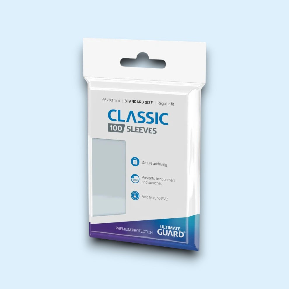 Ultimate Guard - Resealable Standard Size Classic Sleeves 100 Pack - Transparent