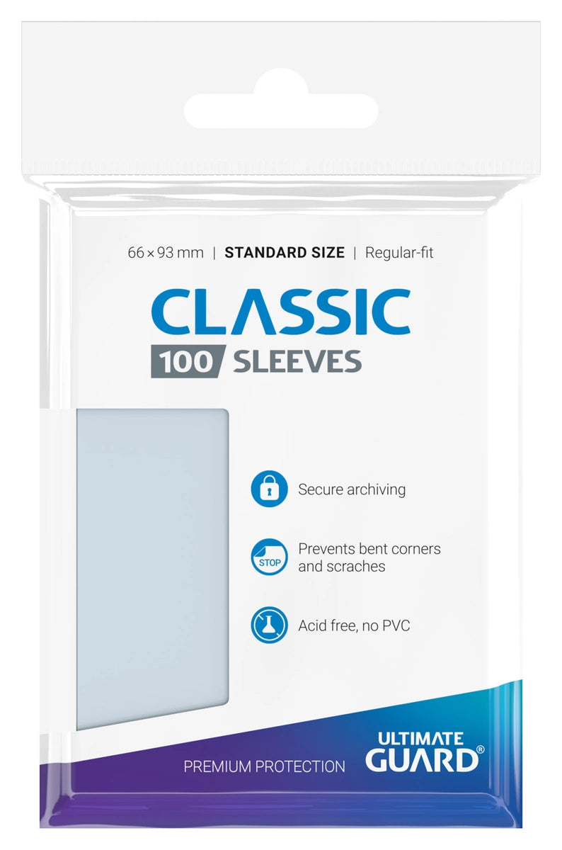 Ultimate Guard - Resealable Standard Size Classic Sleeves 100 Pack - Transparent