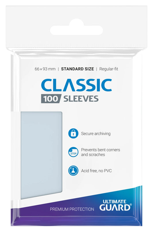 Ultimate Guard - Resealable Standard Size Classic Sleeves 100 Pack - Transparent