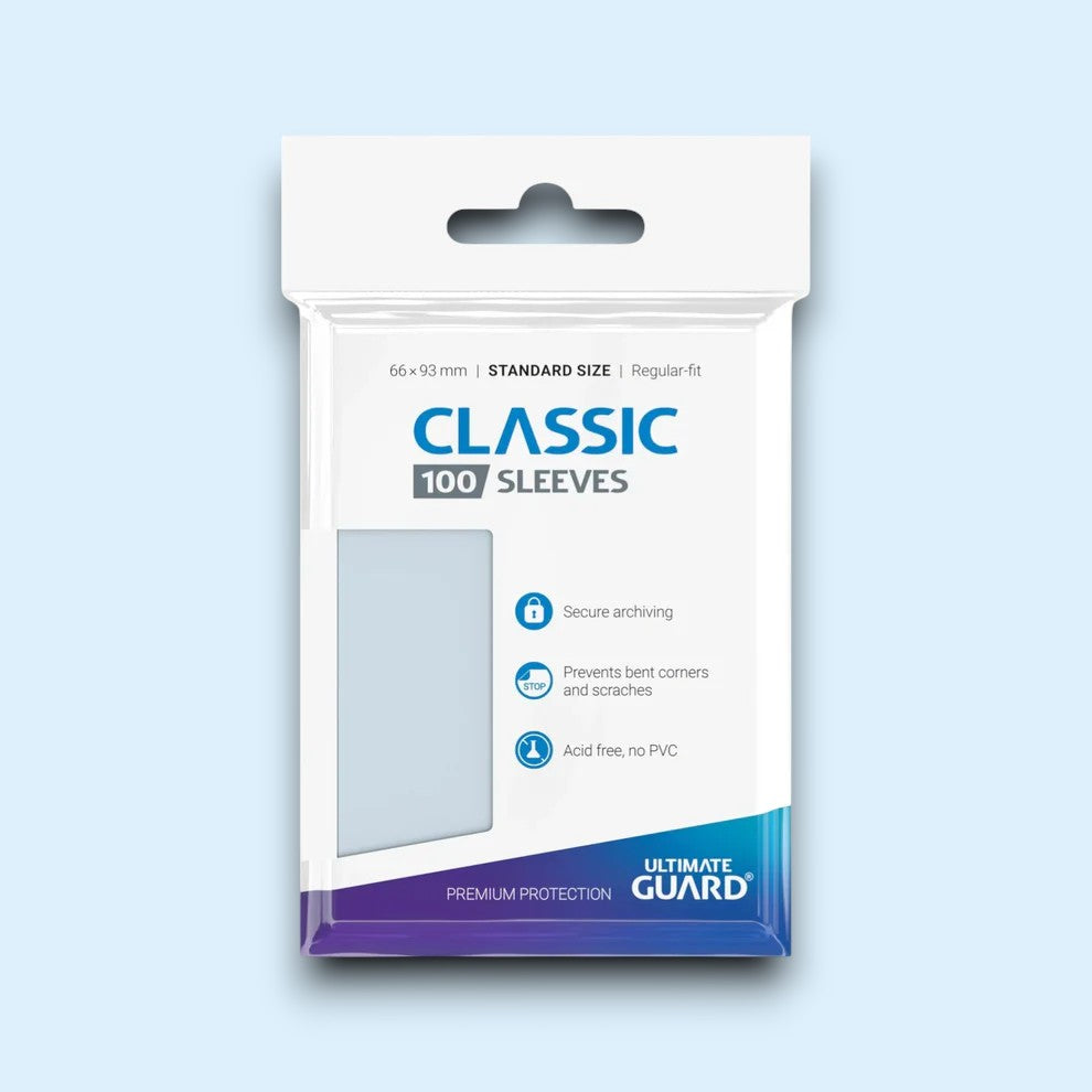 Ultimate Guard - Resealable Standard Size Classic Sleeves 100 Pack - Transparent
