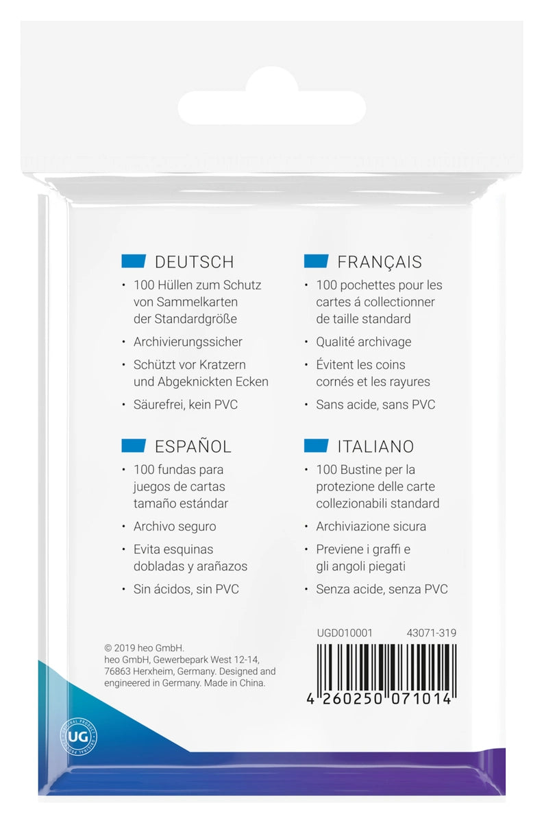 Ultimate Guard - Resealable Standard Size Classic Sleeves 100 Pack - Transparent