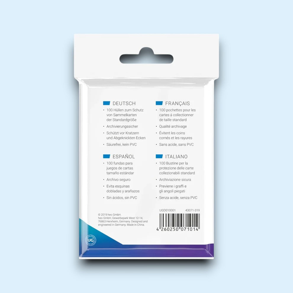 Ultimate Guard - Resealable Standard Size Classic Sleeves 100 Pack - Transparent